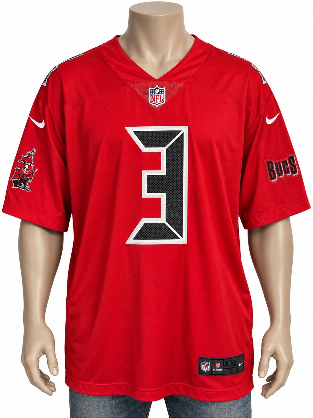 EUC Nike Men’s Red Buccaneers #3 Football Jersey with Black Accents